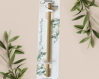 LÁPIZ PLANTABLE con tarjeta de respaldo de papel plantable, regalo de boda, obsequio, papel de semillas biodegradable ecológico - Greenery