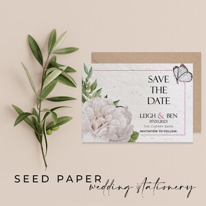 Cartão de convite Save the Date de papel SEMENTE PLANTÁVEL, convites de casamento sustentáveis, papel de semente biodegradável ecológico - Flutter