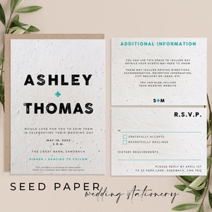 CARTÃO DE SEMENTES PARA CASAMENTO, Cartões de Sementes Plantáveis, Papelaria para Casamento, Cartões de Sementes para Convite com Envelopes, Biodegradável - Impressão Tipográfica