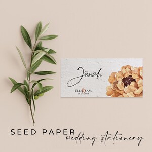 PAPEL DE SEMENTES PLANTÁVEIS - Cartões de casamento de papel de sementes plantáveis e biodegradáveis para um blush especial ecológico e sustentável para o dia
