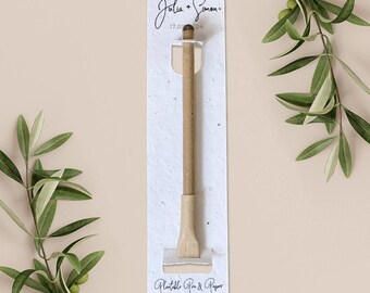 PLANTABLE PEN favour with plantable paper backing card, wedding favour, favor, gift, eco-friendly biodegradable seed paper - Signature