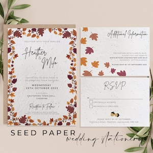 CARTE DE GRAINES DE MARIAGE Invitations de mariage en papier de semences écologiques, plantables et fabriquées à la main pour un avenir durable et joyeux - Tomber pour vous