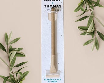 PLANTABLE PEN favour with plantable paper backing card, wedding favour, favor, gift, eco-friendly biodegradable seed paper - Letterpress