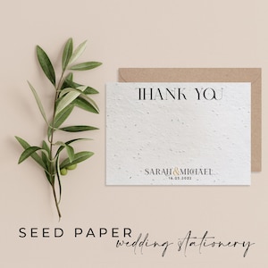 CARTA DA SEMI PIANTABILI - Biglietti di ringraziamento per matrimoni in carta da semi piantabili per una perfetta celebrazione eco-consapevole! -Renee