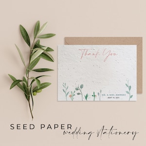 PAPIER DE GRAINES PLANTABLES - Cartes de remerciement de mariage en papier de graines plantables pour une célébration écologique parfaite ! - Eucalyptus