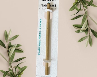 LÁPIZ PLANTABLE, regalo de boda, obsequio, papel de semillas biodegradable y ecológico - Impresión tipográfica