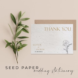 PAPIER DE GRAINES PLANTABLES - Cartes de remerciement de mariage en papier de graines plantables pour une célébration parfaite et respectueuse de l'environnement ! - Lignes simples