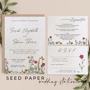 HOCHZEITS-SAMENKARTE, PFLANZEN-SAMENKARTEN, HOCHZEITS-Briefpapier, Wildblumen-Einladungs-Samenkarten mit Umschlägen, biologisch abbaubar - Wildblumen