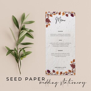 CARTA CON SEMI PIANTABILE - Una carta con semi piantabili ecologica e sostenibile Menu di nozze per un futuro verde - Falling For You