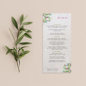 PAPEL CON SEMILLA PLANTABLE - Un menú de boda de papel con semillas plantable ecológico y sostenible para un futuro verde - Primavera
