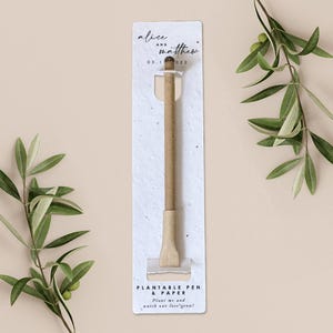 Bolígrafo para plantar con tarjeta de respaldo de papel para plantar, regalo de boda, obsequio, papel de semillas biodegradable y ecológico: el amor está en el aire