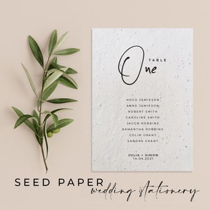 PAPIER DE SEMENCES PLANTABLES Plan de sièges de mariage respectueux de l’environnement - Cartes en papier de semences plantables qui peuvent devenir un souvenir fleuri!-Signature