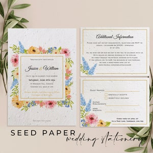 CARTOLINA CON SEMI PER MATRIMONIO, Biglietti con semi piantabili, Articoli di cancelleria per matrimoni, Biglietti d'invito con semi e buste, Biodegradabili - Fiori estivi