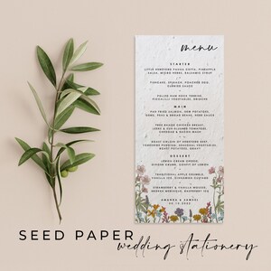 CARTA CON SEMI PIANTABILI - Un menù di nozze in carta con semi piantabili, ecologico e sostenibile, per un futuro verde - Fiori di campo