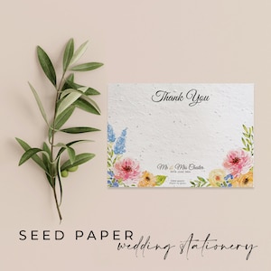 PAPIER DE GRAINES PLANTABLES - Cartes de remerciement de mariage en papier de graines plantables pour une célébration écologique parfaite ! - Fleurs d'été