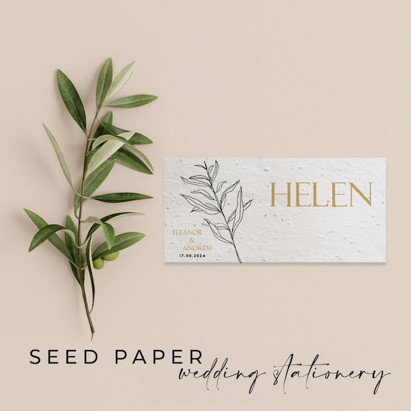 PLANTABLE SEEDED PAPER-Biodegradable, Plantable Seed Paper Wedding Placecards for an Eco-Friendly, Sustainable Special Day-Simple Lines