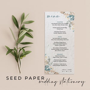 CARTA CON SEMI PIANTABILI - Un menu di nozze in carta con semi piantabili ecologico e sostenibile per un futuro verde - Saddleworth