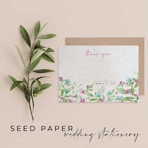 PAPIER DE GRAINES PLANTABLES - Cartes de remerciement de mariage en papier de graines plantables pour une célébration parfaite et respectueuse de l'environnement ! - Printemps