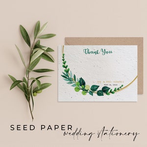 GRAINES DE PAPIER À PLANTER - Cartes de remerciement de mariage en papier de graines à planter pour une célébration parfaite et respectueuse de l'environnement ! - Feuillage