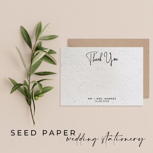 PAPIER DE GRAINES PLANTABLES - Cartes de remerciement de mariage en papier de graines plantables pour une célébration écologique parfaite ! - Signature