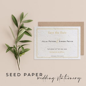 Carta PLANTABLE SEEDED Biglietto d'invito Save the Date, Inviti matrimonio sostenibili, Carta semi biodegradabile ecologica - Classica