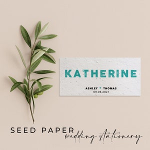 CARTA CON SEMI PIANTABILI - Segnaposto per matrimoni in carta con semi piantabili e biodegradabili per un giorno speciale ecologico e sostenibile - Stampa tipografica