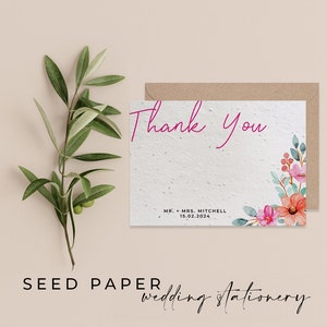 PAPIER DE GRAINES À PLANTER - Cartes de remerciement de mariage en papier de semences à planter pour une célébration parfaite et respectueuse de l'environnement ! - Fleurs lumineuses