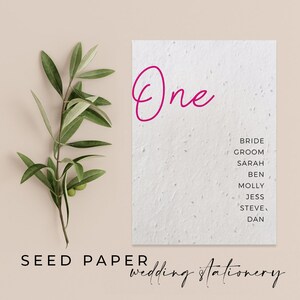 PAPIER DE GRAINES À PLANTER Plan de table de mariage respectueux de l'environnement - Cartes de papier de semences à planter qui peuvent devenir une mémoire florissante ! - Fleurs lumineuses