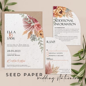 CARTOLINA CON SEMI PER MATRIMONIO, Biglietti con semi piantabili, Articoli di cancelleria per matrimoni, Biglietti d'invito con semi e buste, Biodegradabili - Blush