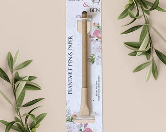 PLANTABLE PEN favour with plantable paper backing card, wedding favour, favor, gift, eco-friendly biodegradable seed paper - Flutter