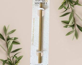 LÁPIZ PLANTABLE con tarjeta de respaldo de papel plantable, regalo de boda, obsequio, papel de semillas biodegradable ecológico - Renee