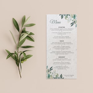 CARTA CON SEMI PIANTABILE - Una carta con semi piantabili ecologica e sostenibile Menu di nozze per un futuro verde - Greenery
