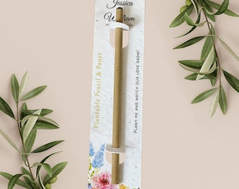 LÁPIZ PLANTABLE con tarjeta de respaldo de papel plantable, regalo de boda, obsequio, papel de semillas biodegradable y ecológico - Summer Blooms
