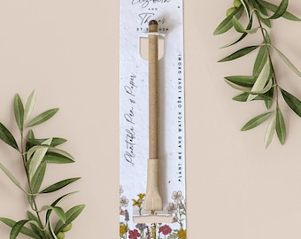 PLANTERBAR PENNA-gåva med planteringsbart pappersbakkort, bröllopsgåva, gåva, miljövänligt biologiskt nedbrytbart fröpapper - Vildblommor