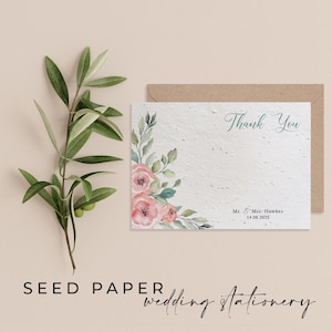 PAPIER DE GRAINES PLANTABLES - Cartes de remerciement de mariage en papier de graines plantables pour une célébration écologique parfaite ! - Roses