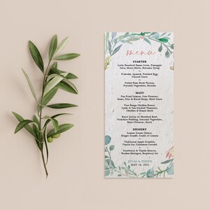 CARTA CON SEMI PIANTABILE - Una carta con semi piantabili ecologica e sostenibile Menu di nozze per un futuro verde - Eucalipto