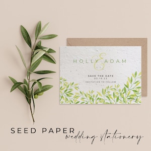 Papel PLANTÁVEL Cartão de convite Save the Date, convites de casamento sustentáveis, papel de semente biodegradável ecológico - Limoeiro