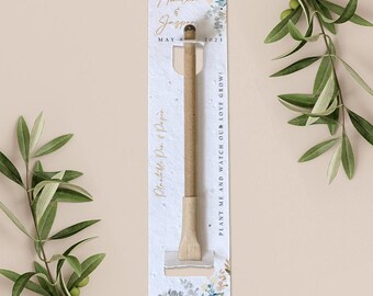 PLANTABLE PEN favour with plantable paper backing card, wedding favour, favor, gift, eco-friendly biodegradable seed paper - Saddleworth