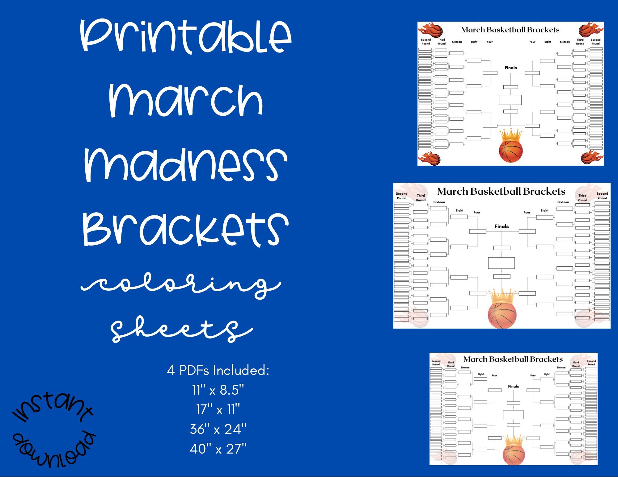 Printable Basketball Brackets Etsy