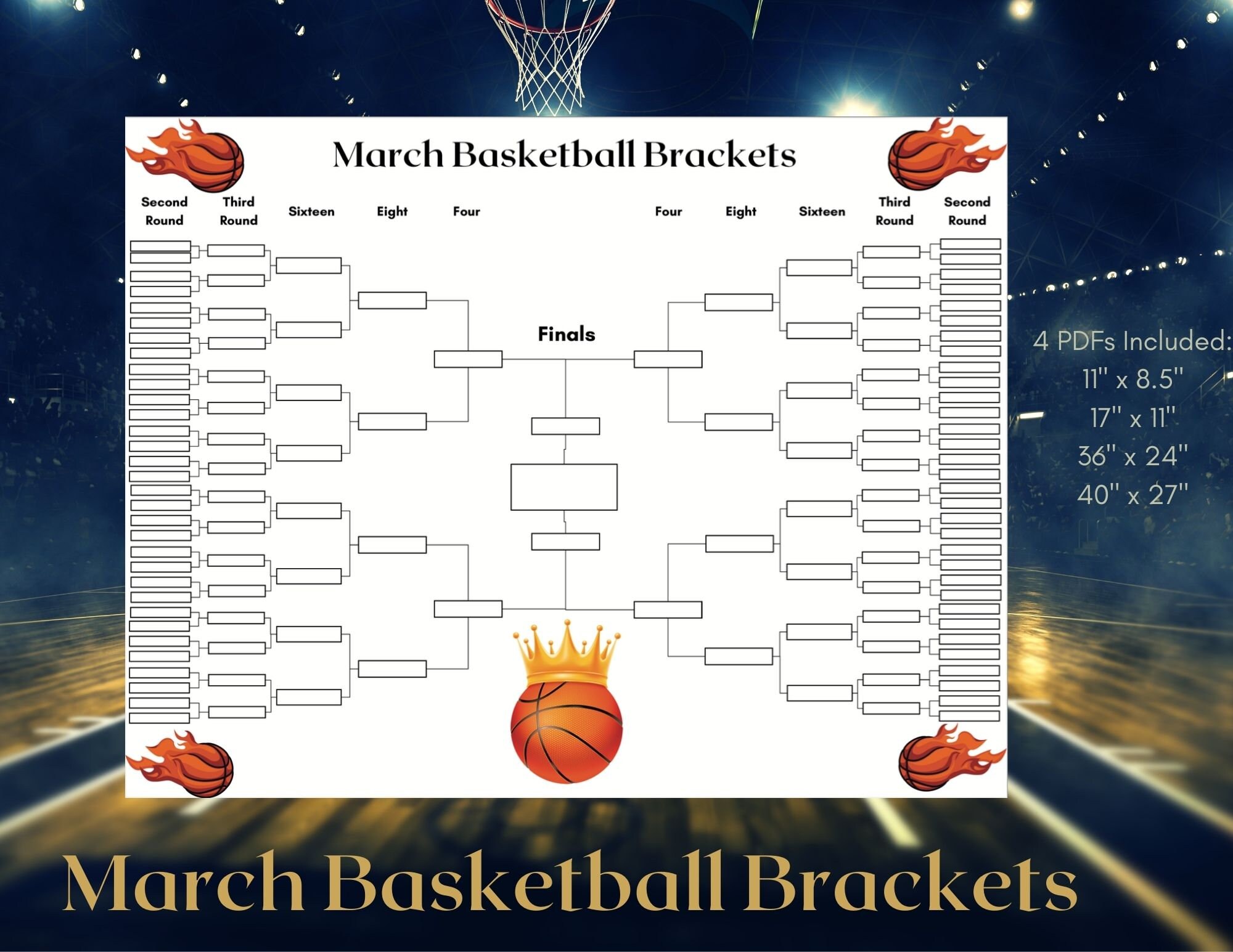 Printable Basketball Brackets Etsy