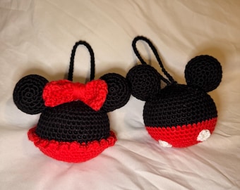 Mickey und Minnie Ornament Set häkeln | Handgemachte Disney Weihnachtsdekoration