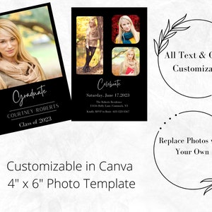 Editable Graduation Invitation with Photo, Personalized Graduation Invitation with Photo, Simple Graduation Invitation with Photo