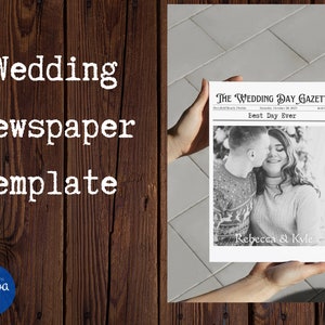 Newspaper Wedding Program Template, Editable Wedding Newspaper Program, Wedding Infographic, Instant Download