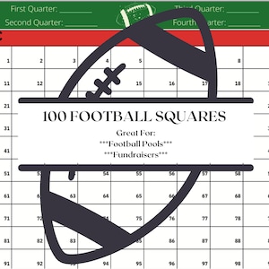 Football Squares I Football Pool I Printable I Instant Digital Download I Football Fundraiser Pool Bowl 2024 100 Super Football Bowl Squares