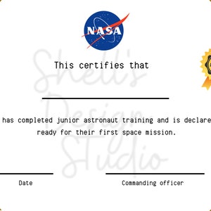 Astronaut Training Certificate - Etsy