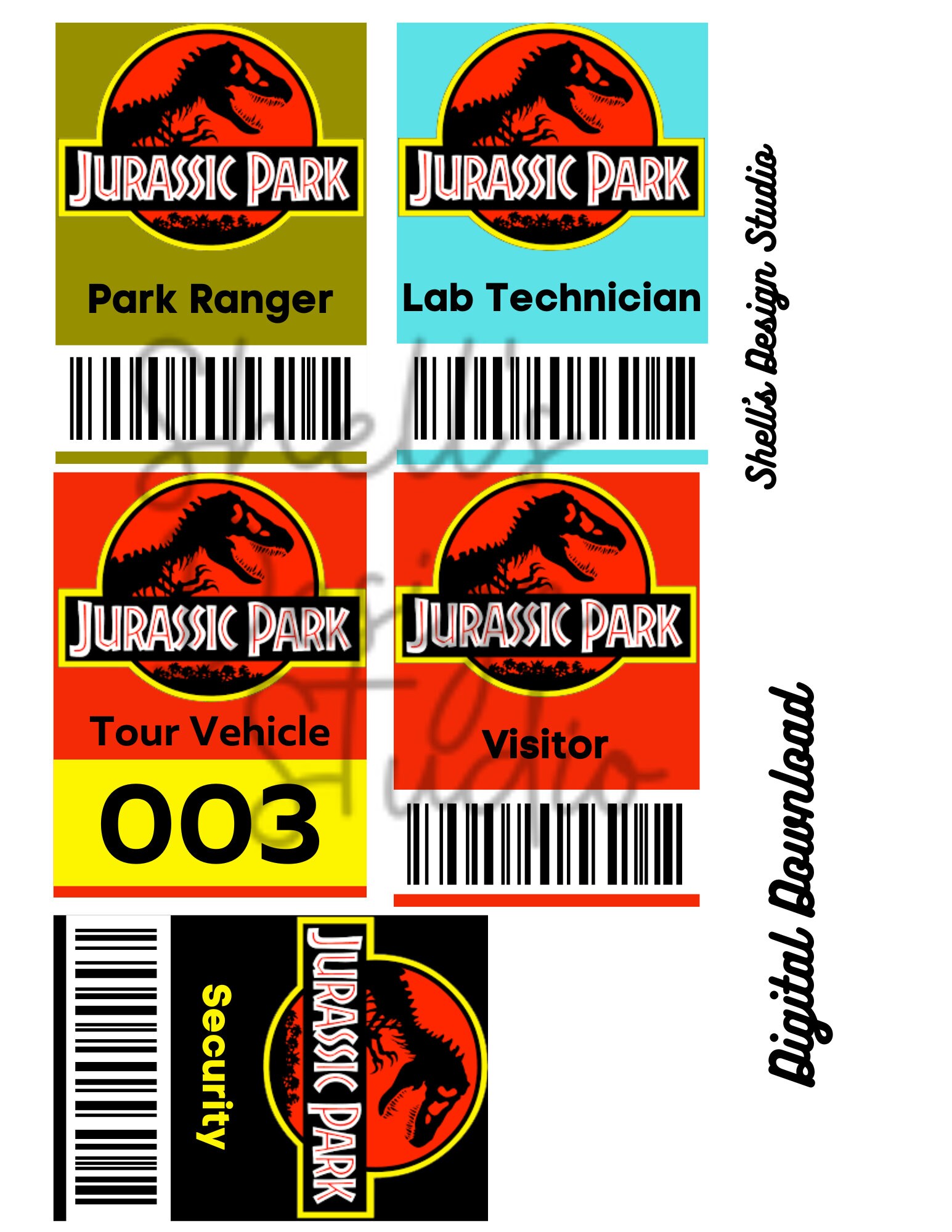 jurassic badges - digital download