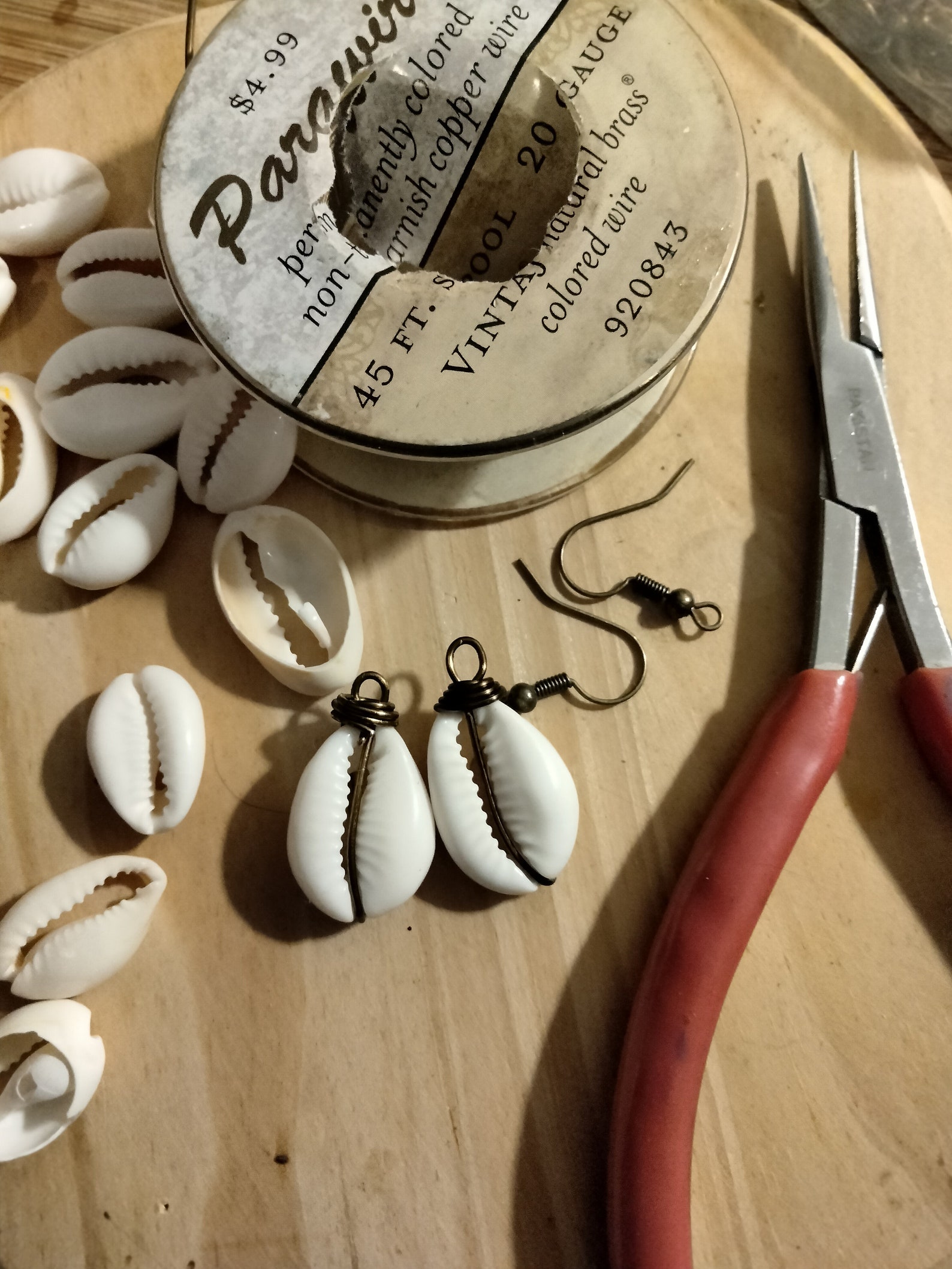 Shell Earrings Cowrie Shell With Wire Wrap Handmade Jewelry - Etsy