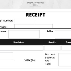Receipt Template, Printable Business Receipt, Small Business Order Receipt Template, Business Templates, Editable Digital Sales Receipt