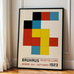 Color Bauhaus Poster, Abstract Geometric Print,  Bauhaus Exhibition Wall Art, Cubism Art Print, Primary Colors Printable, Mid Century Modern