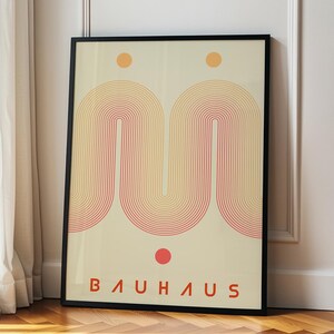 Bauhaus-gradiëntbogen poster digitale download, minimalistische geometrische kunstprint, retro modern decor uit het midden van de eeuw, abstracte Bauhaus-stijl